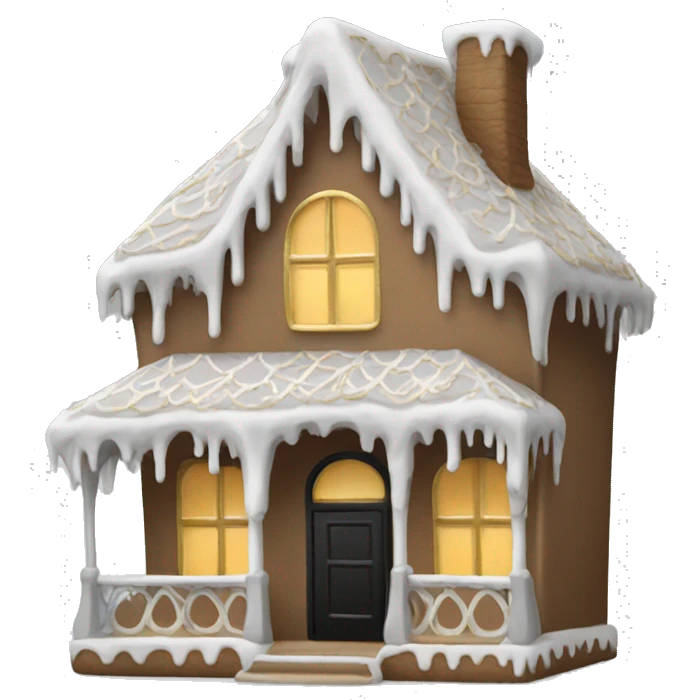 light grey and gold and black gingerbread house emoji