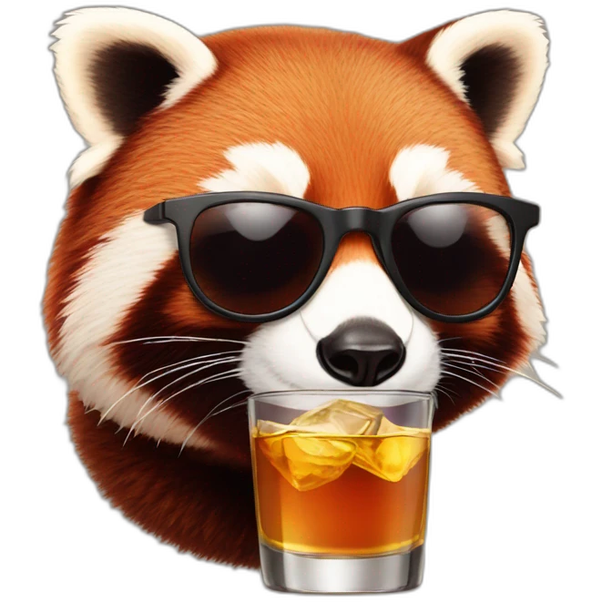red panda sunglasses drinking whisky emoji