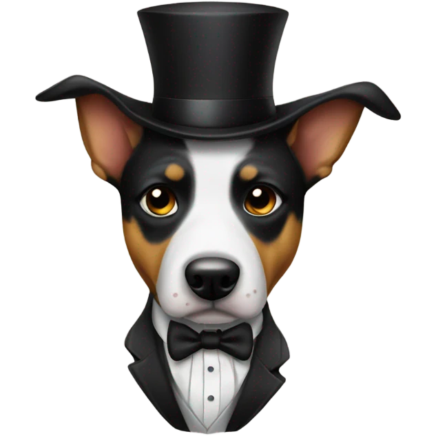 Sad cattle dog in tuxedo emoji