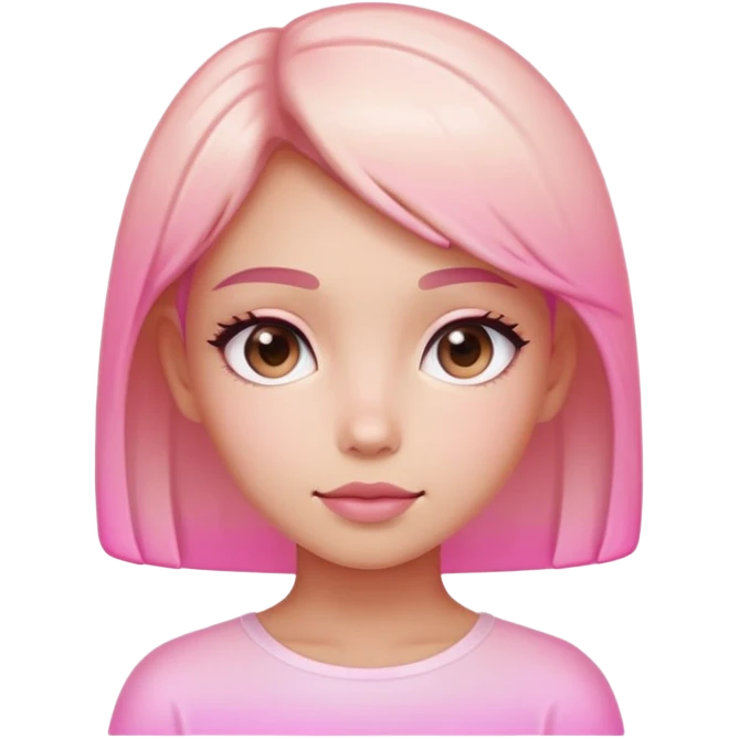 Cute minimalist female character with pink gradient glass effect, transparent background emoji