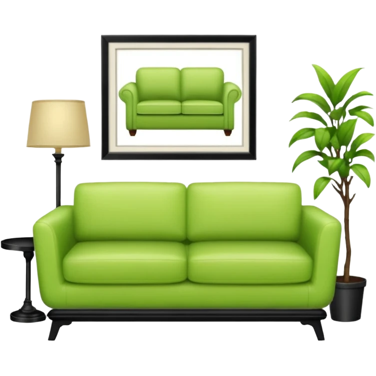 living room in ios emoji style

no TV, and make the couch a light green color emoji