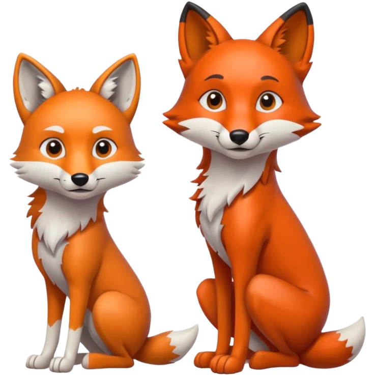draw a wolf and a fox together in different poses emoji