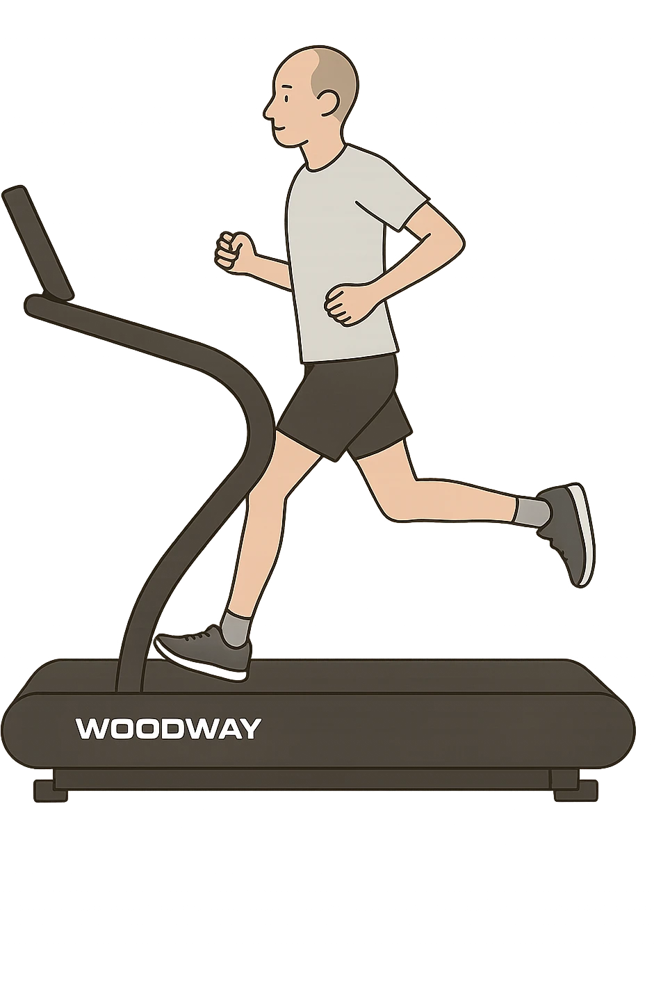 uomo che corre sul tapis roulant ma è secco e senza muscoli. emoji