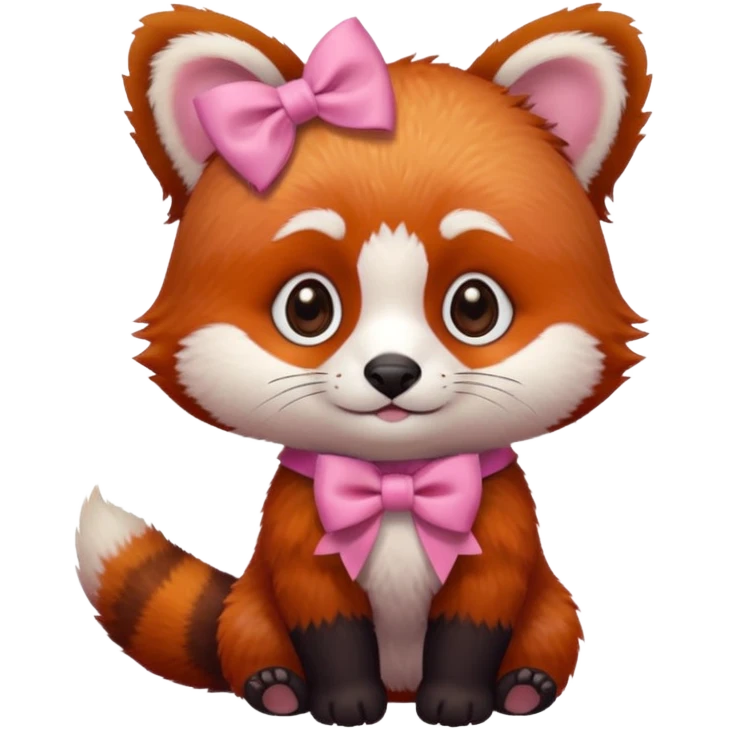 baby Red panda wearing a pink bow emoji