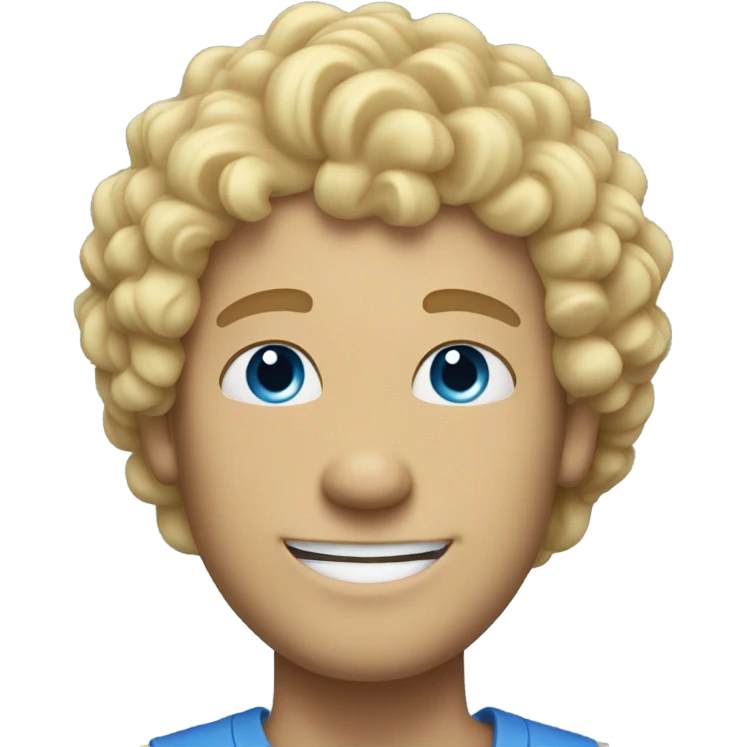 smiling curly blonde man blue eyed emoji
