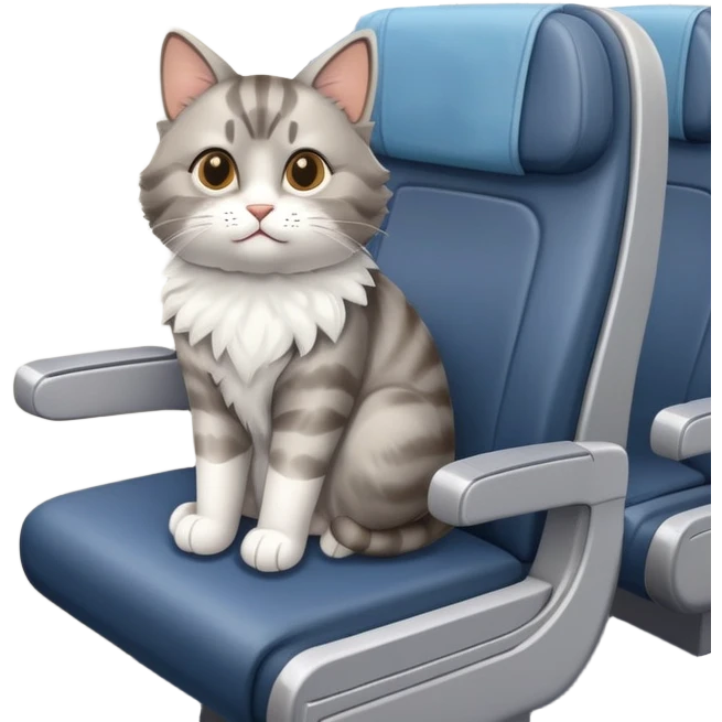 White, gray, and tan cat on an airplane emoji