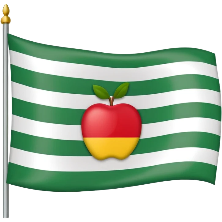 flag of Extremadura, Spain, apple emoji style, three horizontal stripes green white black, no coat of arms emoji