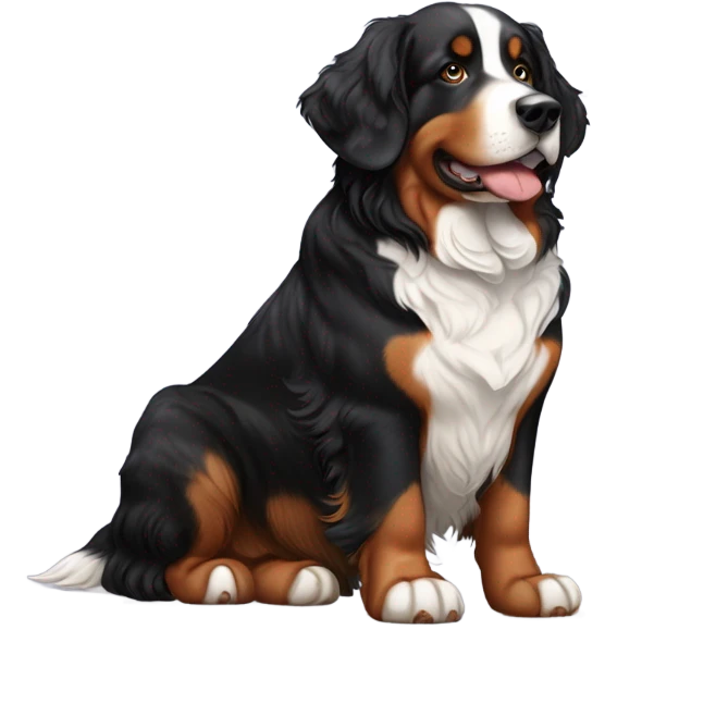 bernese mountain dog with black-brown-white merle dachshund emoji
