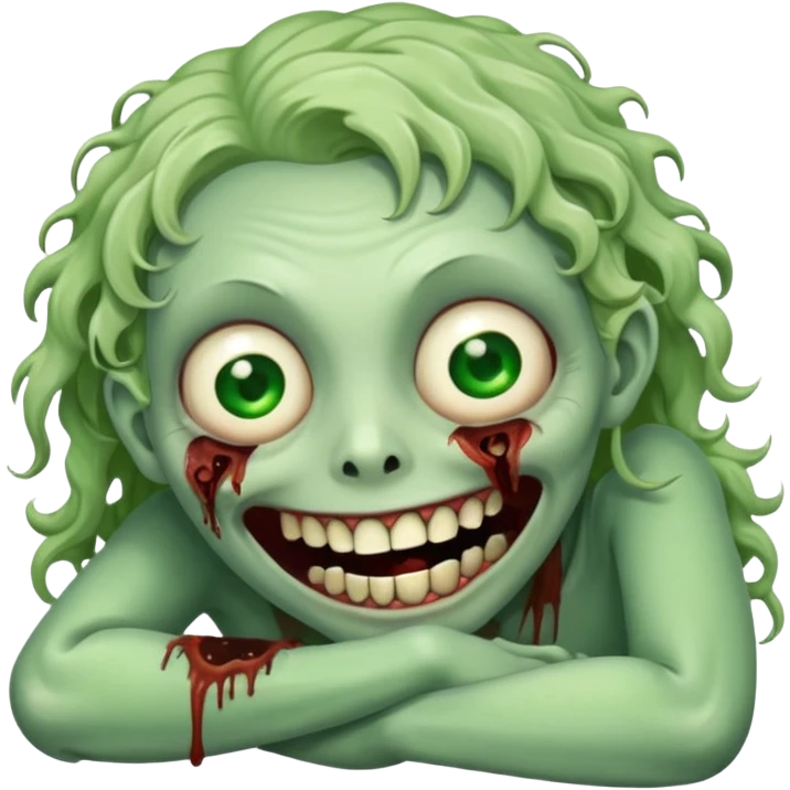 A cute, cheerful zombie is curled up in laughter emoji