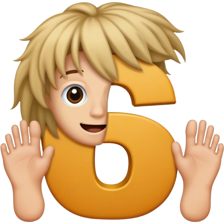Una letra c y cabello manos y pies ojos una boca emoji