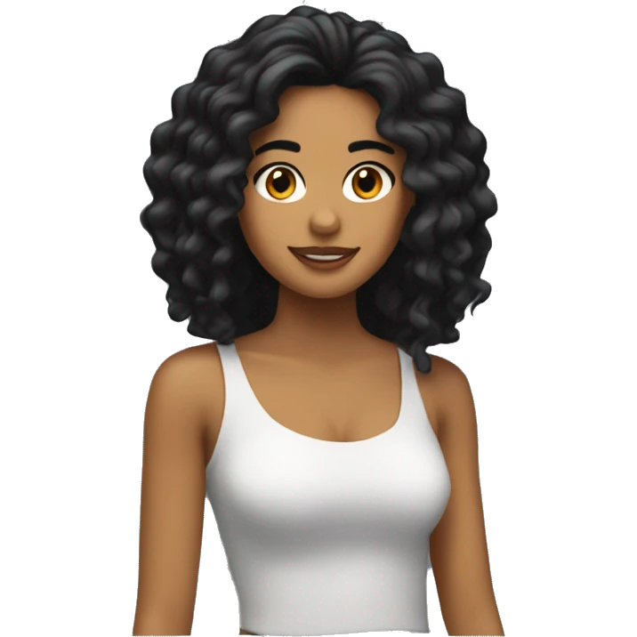 Chica morena con pelo negro largo emoji