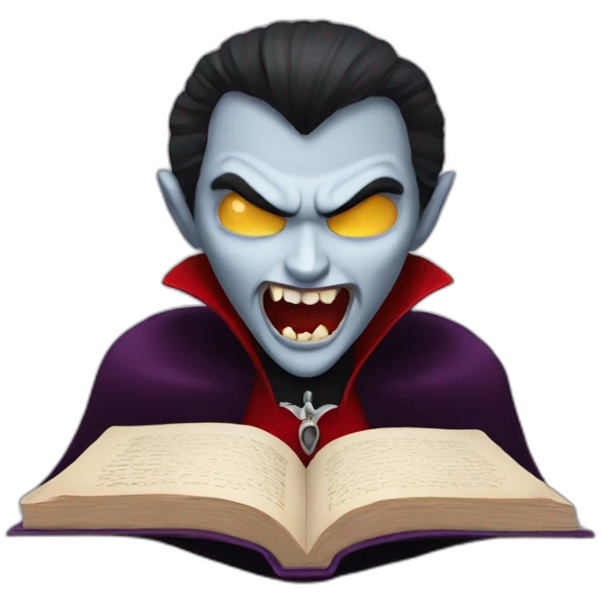 A vampire reading a book emoji