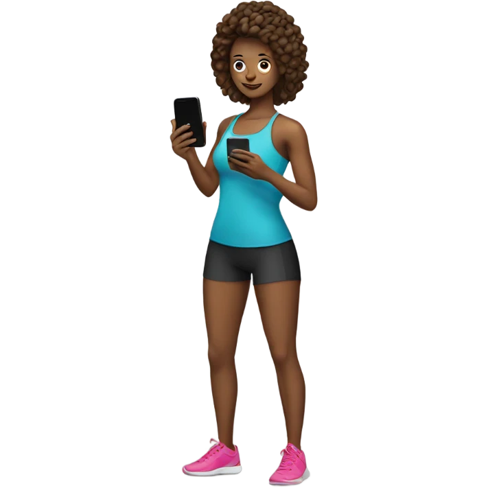 fit girl with smartphone emoji