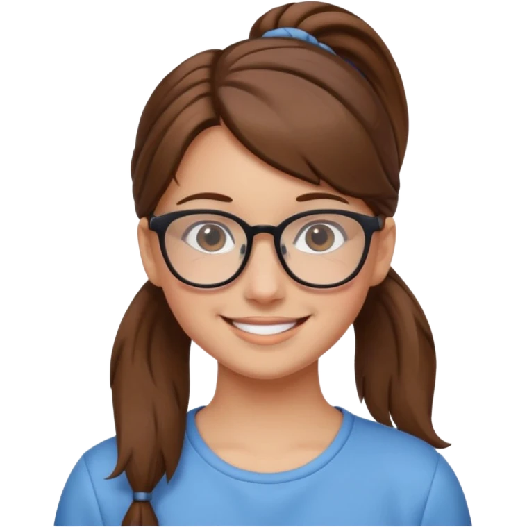 brown haired Ponytail Girl with Glasses emoji