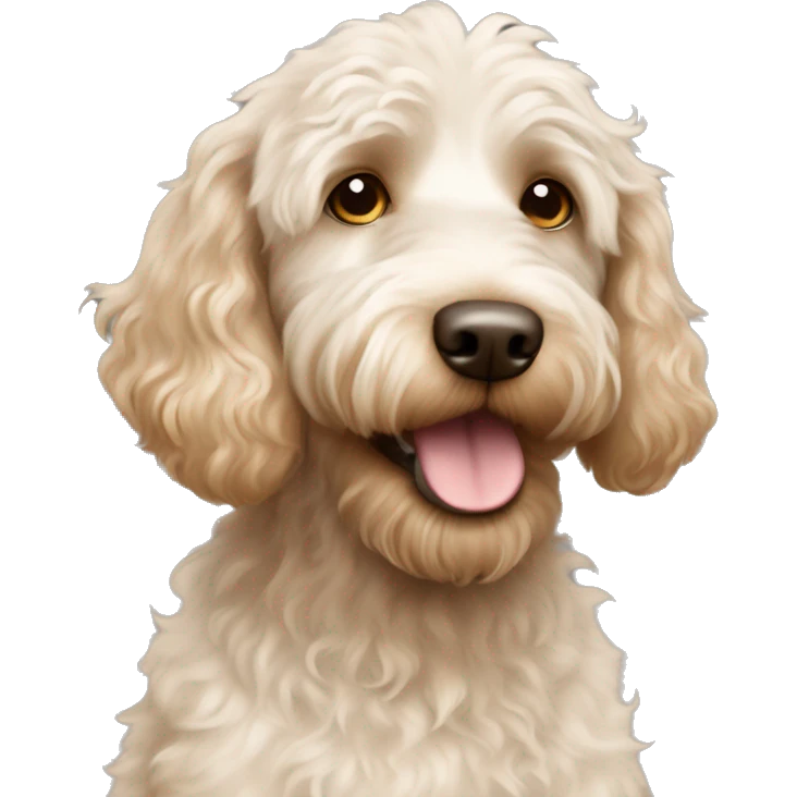 Labradoodle white with light brown dots wavy hair emoji