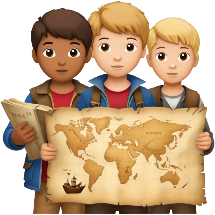 kids from goonies holding a treasure map emoji