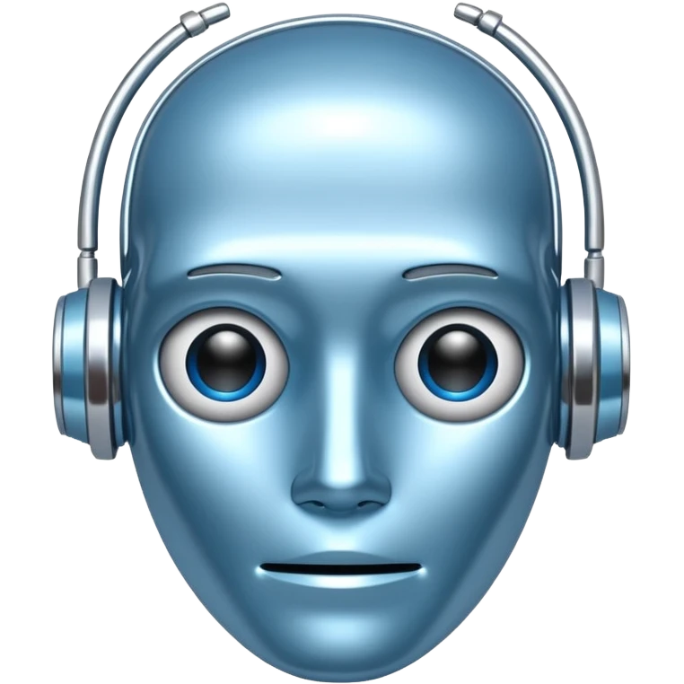 ai agent light blue metalic face bot emoji