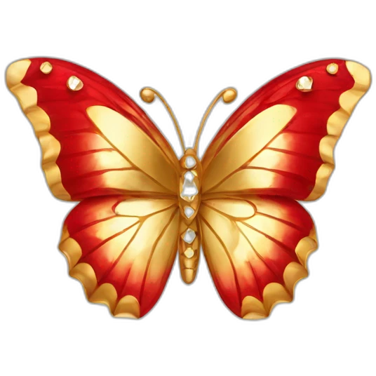 Red diamond gold butterfly emoji
