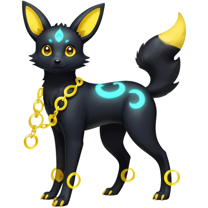Shiny Exotic Colorful Excessive Mysterious Umbreon-Poochyena-Pokémon-Fakémon-hybrid-creature (full body) emoji