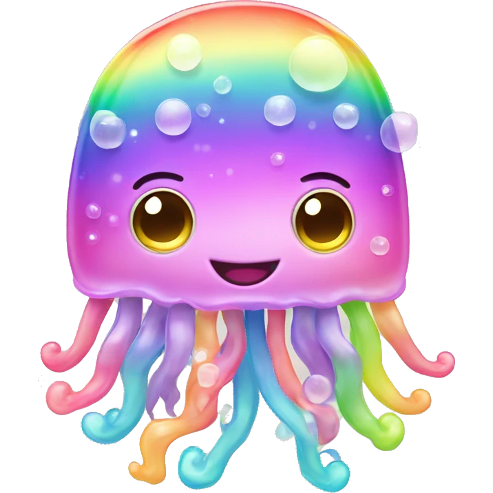 Kawaii rainbow pastel bedazzled family of jellyfish  emoji