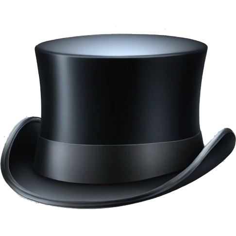 Isolated shiny black top hat emoji