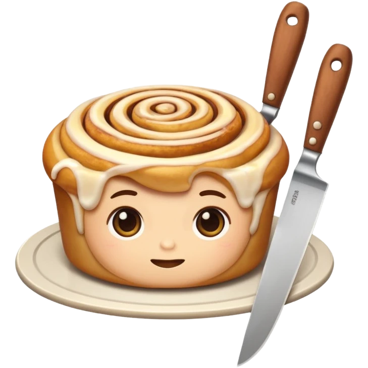 cinnamon roll holding knife emoji