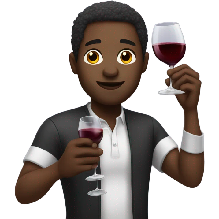 Black man drinking wine thank you emoji