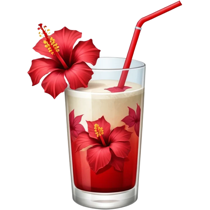 coconut drink with red flowers emoji