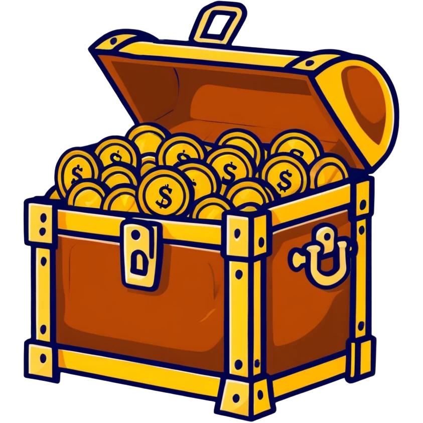 treasure chest with gold coins emoji