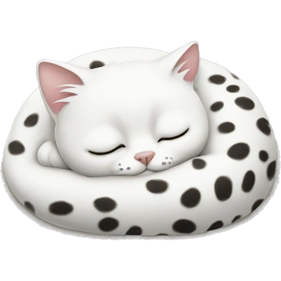 sleeping white cat with white leopard print on it emoji
