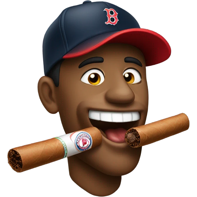 Man wearing a Red Sox hat, smoking a cigar emoji
