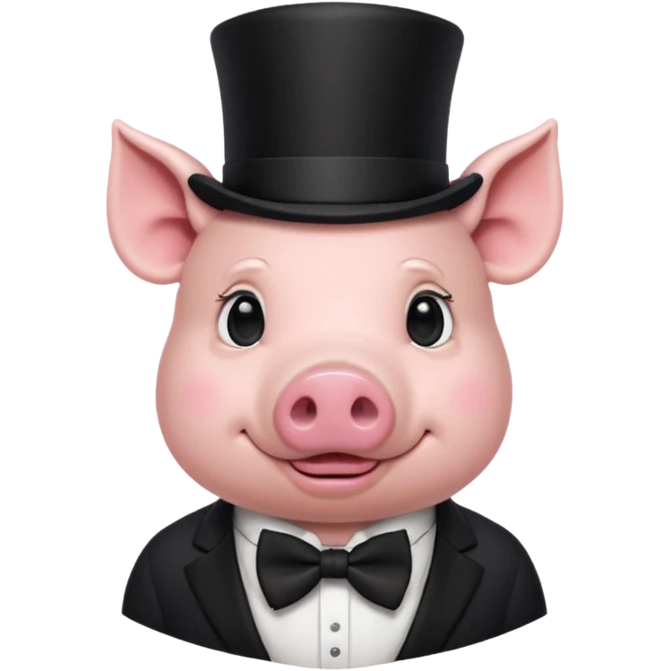 Gentleman Pig – pig with black top hat and bow tie emoji
