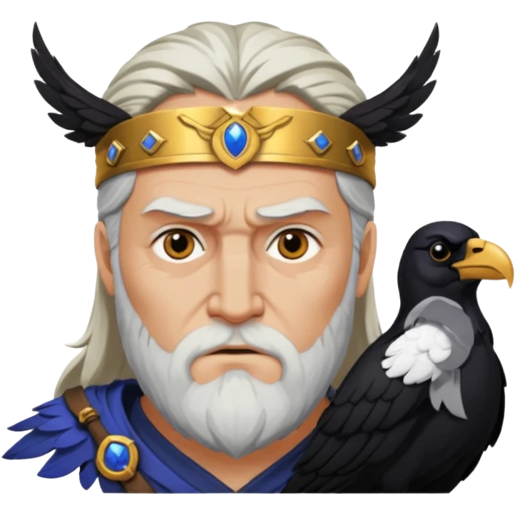 norse god odin with one eyepatch on his left eye and raven on his shoulder emoji