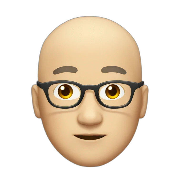 Bald, round glasses Japanese, 40 years old. emoji