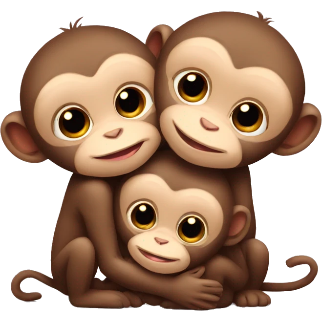 three baby monkeys hugging  emoji