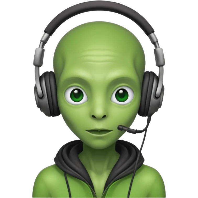 headphone wearing alien emoji
