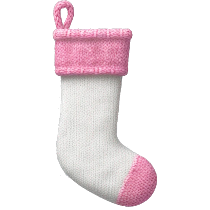 white and pink knit christmas stocking emoji