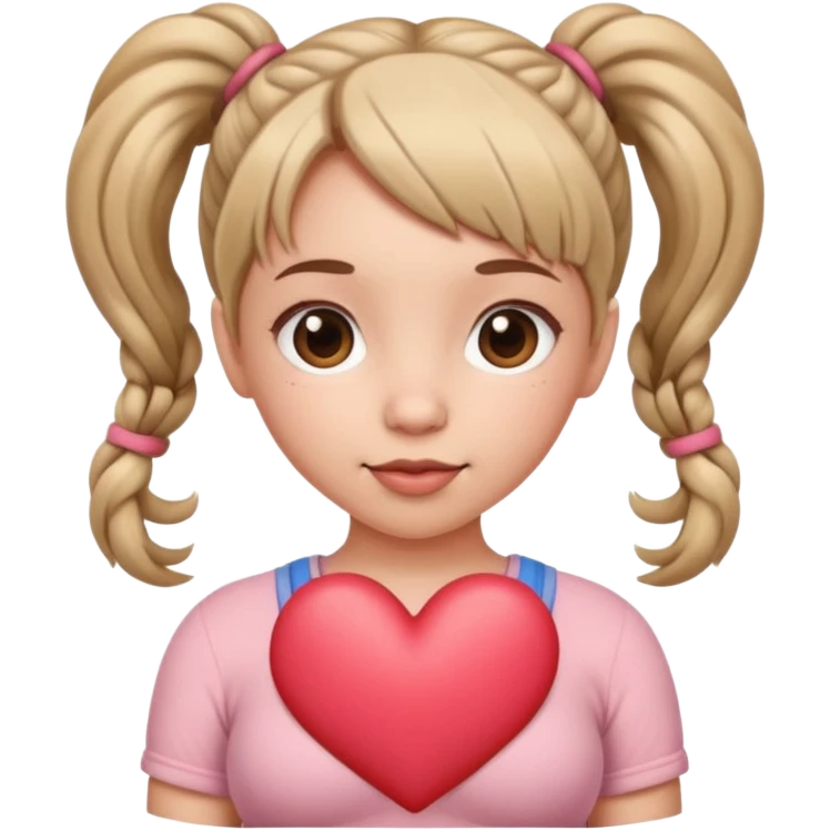 Her hair is in pigtails and her pubic hair is shaped like a heart.  She has wide hips emoji