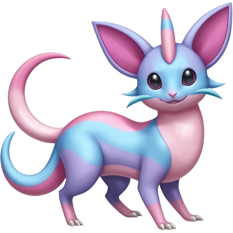 Pastel Colorful Glossy Smooth Soft Shiny Celestial Crescent Lunar Shiny Glossy Lumine Stellar Rattata-Cresselia-Milotic-Sylveon-Lunala-Noibat-Espeon-Purrloin-Fakemon-hybrid-creature (full body) emoji