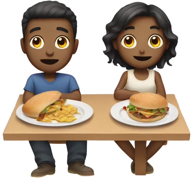 Girl and boy ate too much emoji