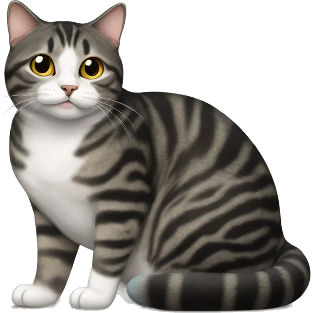 very fat black mackerel tabby cat emoji