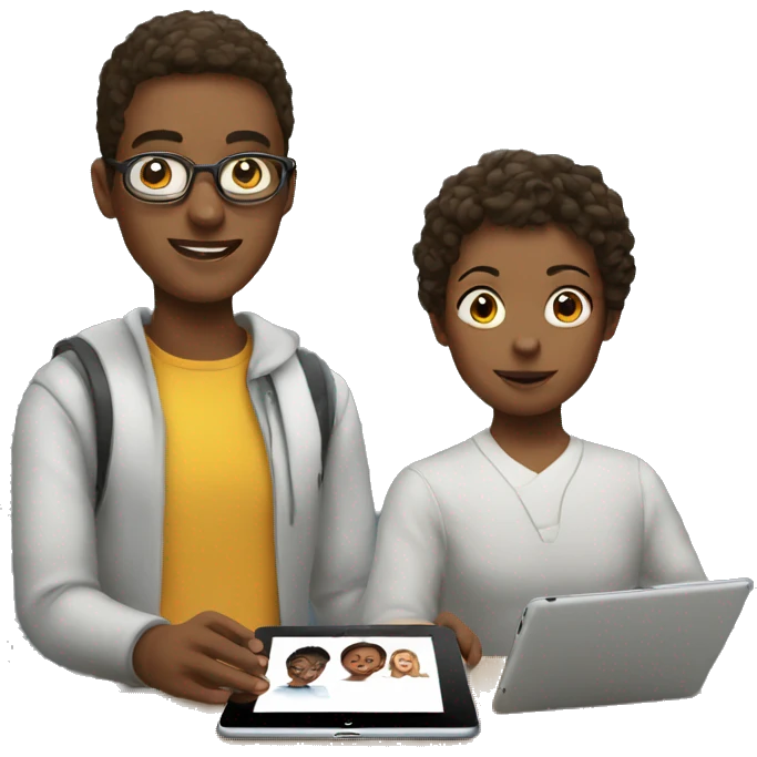 student with iPad and his mother emoji