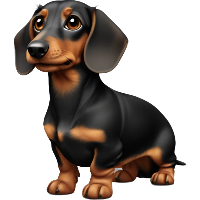 black light brown wire-haired dachshund from the front emoji