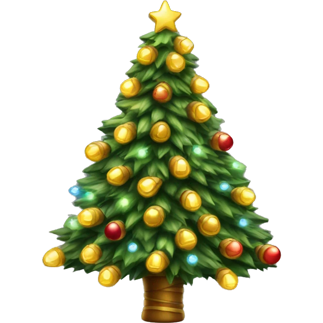 Realistic Christmas tree wrapped in lights emoji
