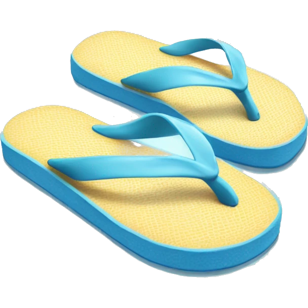 Realistic light blue pair of summer flip flops isolated. emoji