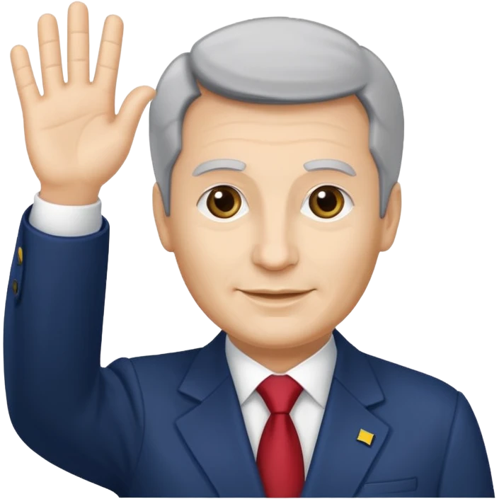 Romanian president, waving hand emoji