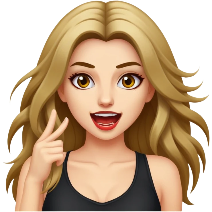 Clubbing girl crazy sultry excited, long hair emoji