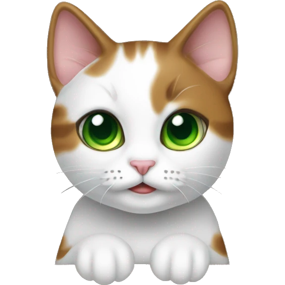 Cat Green eyes bicolor brown in box emoji