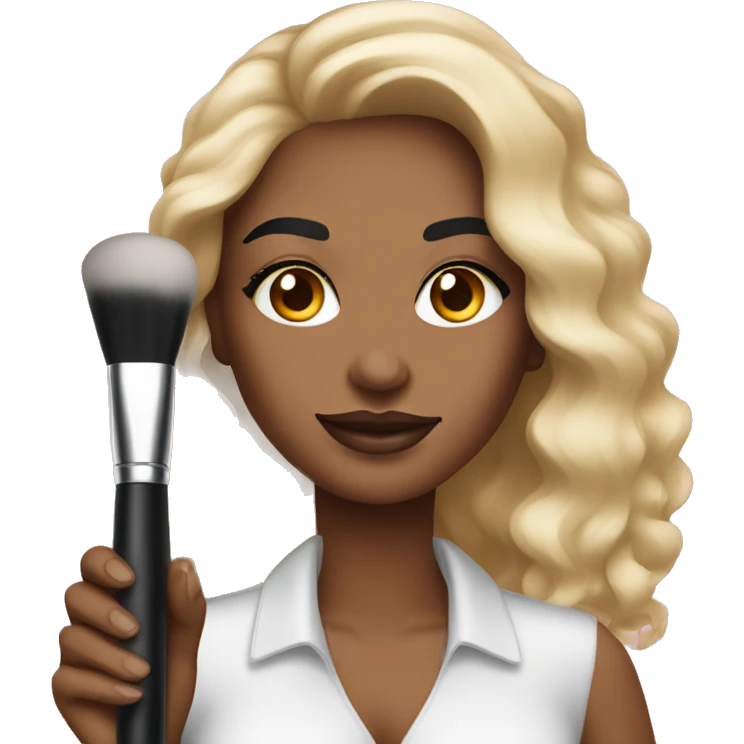 Make makeup artist holding makeup brush light skin emoji