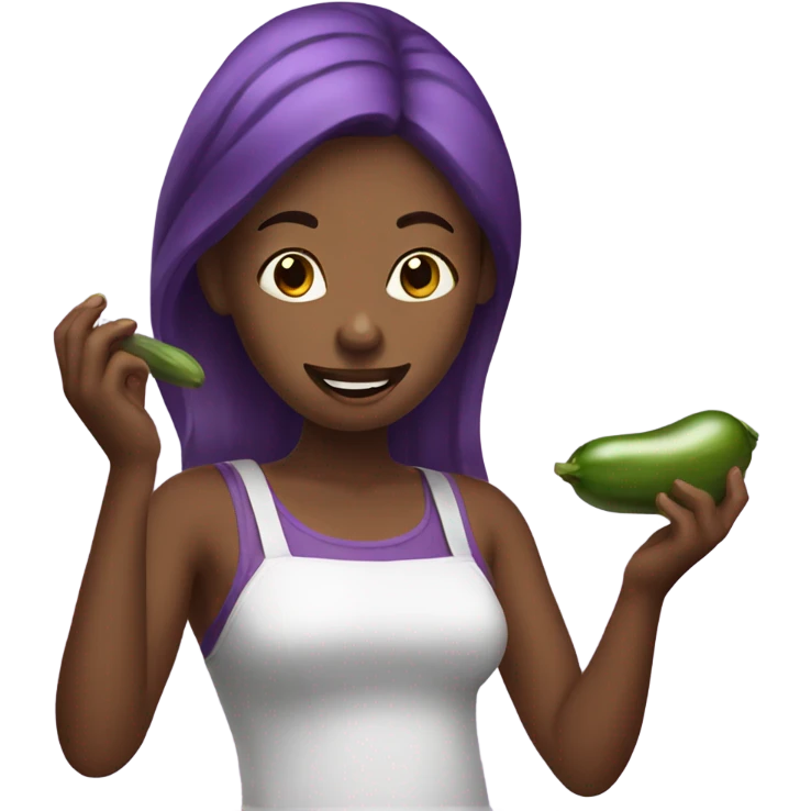 Girl eating eggplant emoji